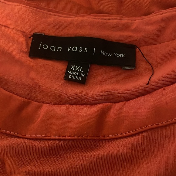 Joan Voss New York orange T-shirt with satin trim neckline ~ size XXL - Picture 2 of 3